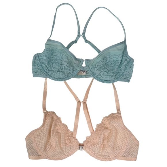 Free People Intimately Size 32C 2 Piece Bra Bundle Pink & Blue - Picture 1 of 5